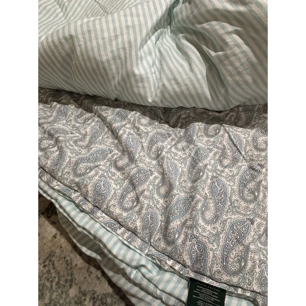 Ralph Lauren Paisley And‎ Stripe 2 Sided Comforter Queen